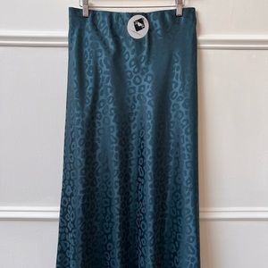 NWT - Satin Jacquard Leopard Midi Skirt